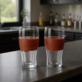 Set of Two Clear And Natural Tritan Plastic Unique Shape Stemless Pint Glass