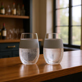 Set of Two Clear And Gray Tritan Plastic Convex Curve Shape Stemless All Purpose Wine Glass