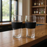 Set of Two Clear And Black Tritan Plastic Narrowing Shape Stemless Pint Glass