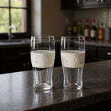 Set of Two Clear And White Tritan Plastic Unique Shape Stemless Pint Glass