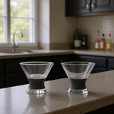 Set of Two Clear And Gray Tritan Plastic Conical Shape Stemless Martini Glass