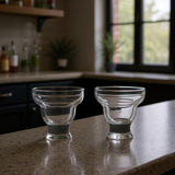 Set of Two Clear And Gray Tritan Plastic Unique Shape Stemless Margarita Glass