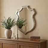 24" Silver Solid Wood Abstract Framed Accent Mirror