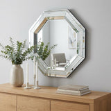 28" Silver Octagon Glass Framed Accent Mirror