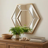 12" Silver Wood Hexagon Framed Accent Mirror