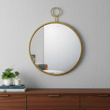 32" Gold Round Iron Framed Accent Mirror