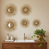 Set of Five Gold Sunburst Metal Framed Mirror Set