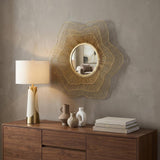 27" Gold Floral Sunburst Iron Framed Accent Mirror