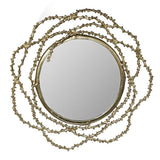 34" Antiqued Gold Abstract Scalloped Aluminum Framed Accent Mirror