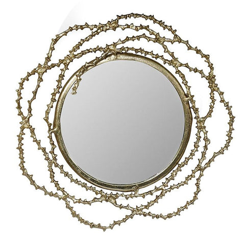 34" Antiqued Gold Abstract Scalloped Aluminum Framed Accent Mirror