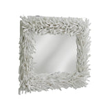 28" White Rattan Framed Accent Mirror