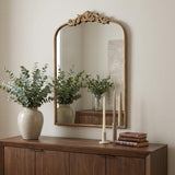 36" Gold Arch Iron Framed Accent Mirror