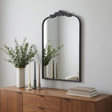 42" Black Arch Iron Framed Accent Mirror