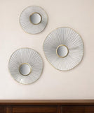 Set of Three Gold Iron Sunburst Framed Accent Mirror
