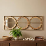 14" Brown and Gold Aluminum and Wood Geometric Framed Accent Mirror