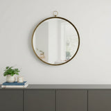 28" Gold Round Iron Framed Accent Mirror