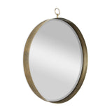 34" Gold Round Iron Framed Accent Mirror