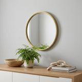 15" Gold Round Iron Textured Framed Accent Mirror
