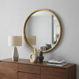 10" Gold Round Iron Textured Framed Accent Mirror