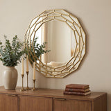 35" Gold Round Framed Accent Mirror