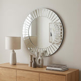 24" Clear Round Beveled Glass Framed Accent Mirror