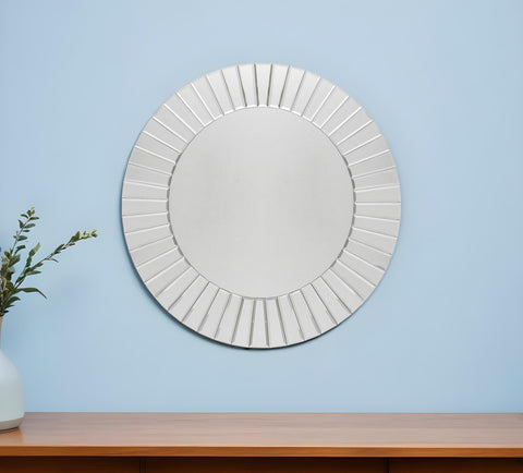 24" Clear Round Beveled Glass Framed Accent Mirror