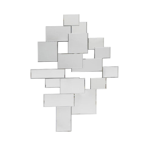 30" Clear Abstract Glass Contemporary Panels Unframed Accent Mirror