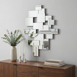 30" Clear Abstract Glass Contemporary Panels Unframed Accent Mirror