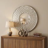31" Silver Round Dimensional Thick Frame Accent Mirror