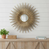 28" Gold Sunburst Iron Framed Accent Mirror