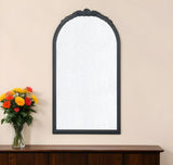 42" Black Crowned Top Antiqued Glass Arch Framed Accent Mirror