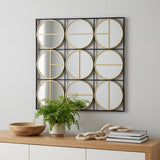 36" Black and Gold Square Iron Framed Accent Mirror