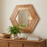 19" Natural Hexagon Solid Wood Framed Accent Mirror