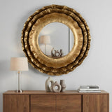 16" Gold Round Iron Framed Accent Mirror