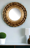 16" Gold Round Iron Framed Accent Mirror