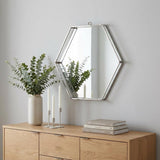 8" Silver Hexagon Steel Framed Accent Mirror