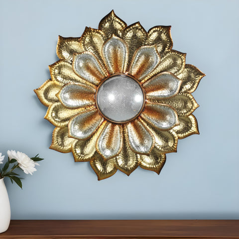 36" Gold Metal Flower Framed Accent Mirror