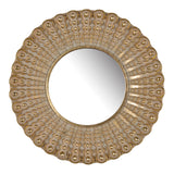 19" Gold Beaded Sunburst Resin Framed Accent Mirror