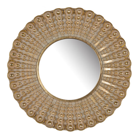 19" Gold Beaded Sunburst Resin Framed Accent Mirror