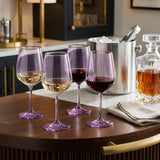 Set of Four Purple Crystal Balloon Bowl Stemmed Red Wine Glass