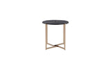 24" Champagne And Black Manufactured Wood And Metal Round End Table