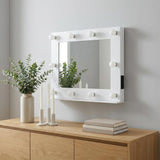 26" White Metal Framed Mounted Accent Mirror