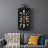 10" Black and Gold Metal and Glass Analog Vintage Style Crackle Wall Clock