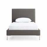 Gray and Dark Gray Wood And Faux Leather Twin Bed Frame