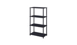 44" Black Metal and Wood Four Tier Etagere Bookcase