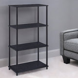 44" Black Metal and Wood Four Tier Etagere Bookcase