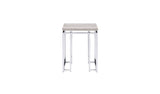 24" Chrome And Natural Oak Manufactured Wood And Metal Square End Table