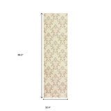 8' Beige Floral Vines Runner Rug