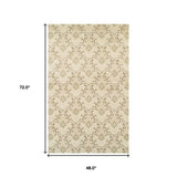 4' X 6' Beige Floral Vines Area Rug
