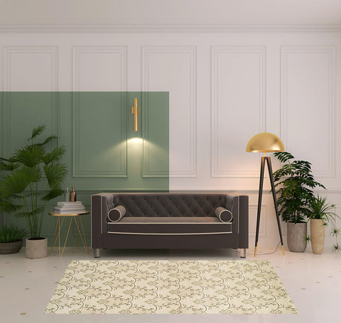 5' X 8' Beige Floral Vines Area Rug